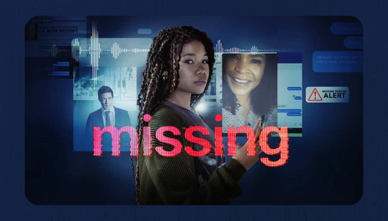 Image of the Missing Found footage movie. Cover photo shows a teen with a puzzled face looking into a computer screen.